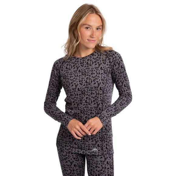 Trespass Womens/Ladies Elianne Leopard Print Base Layer Top / Dark Grey - Picture 1 of 6